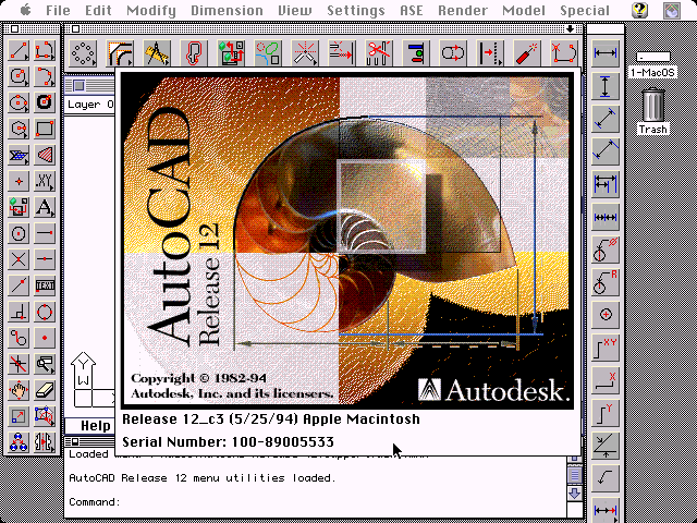 Autodesk AutoCAD 12 for Macintosh - About