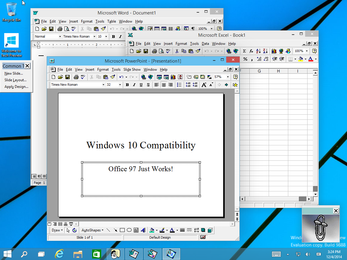 Office 97 on Windows 10 (build 9888)