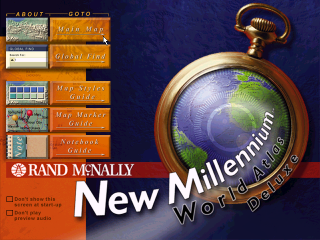 New Millennium World Atlas Deluxe - Menu