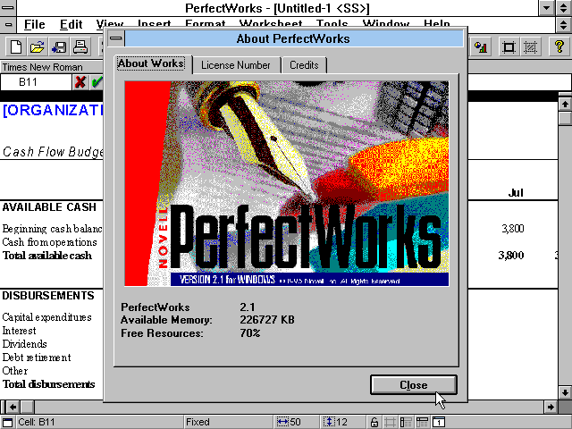 Novell PerfectWorks 2.1 - About