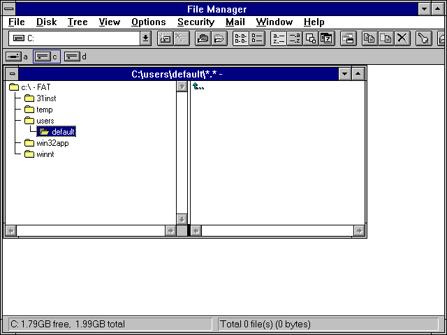 Microsoft Windows NT 3.1 - Winfile