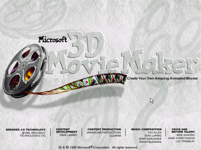 WinWorld: Microsoft 3D Movie Maker 1.0