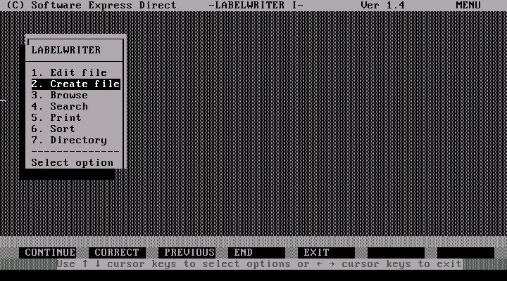 Labelwriter 1.4 - Menu