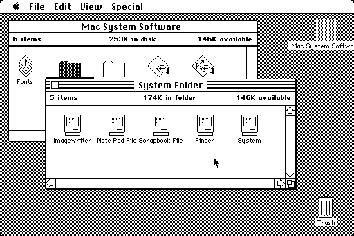 Mac OS System 1.0 Finder 1.0 - Desktop