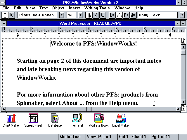 PFS WindowWorks 2.02f - Word Processor