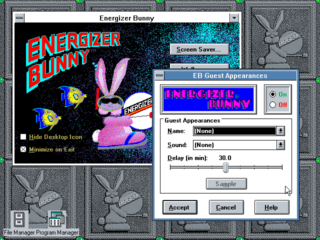 Energizer Bunny Screen Saver - Setup