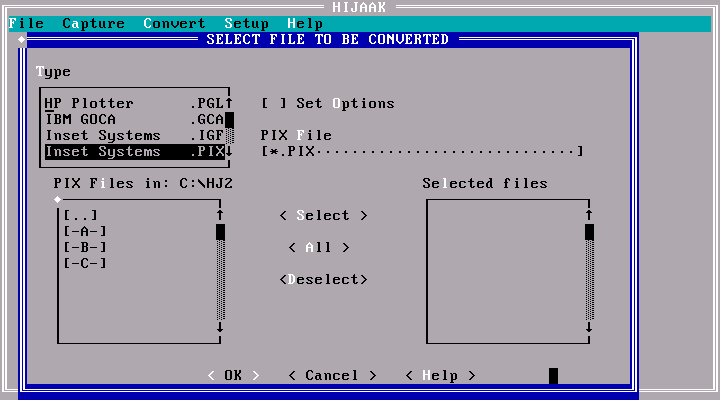 HiJaak 2.10 for DOS - Convert