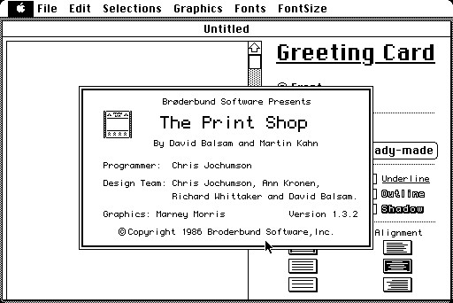 The Print Shop for Macintosh - About