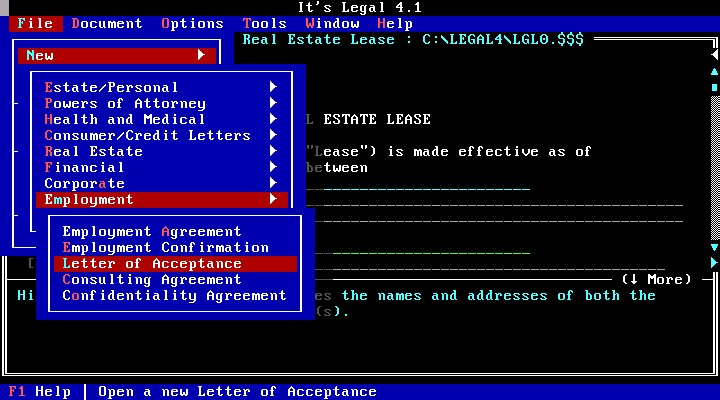 Its Legal 4.1 - Menu