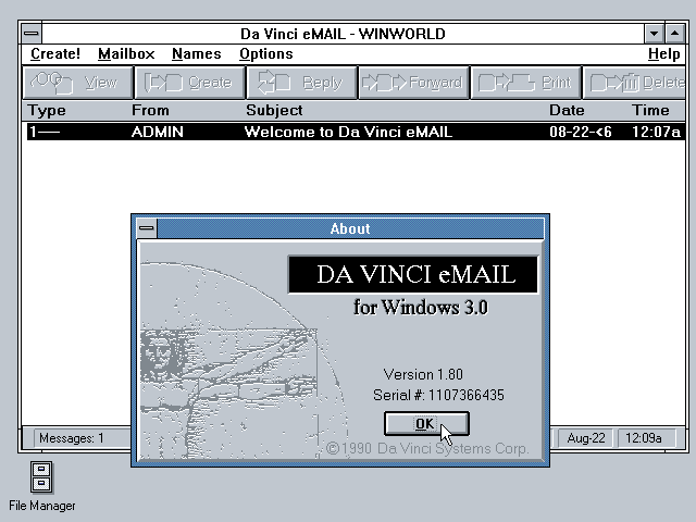 Da Vinci eMail 1.80 - About