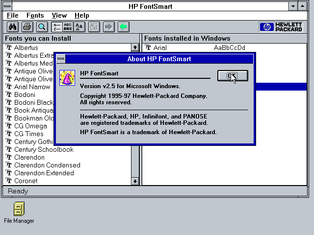 HP FontSmart 2.5 for Windows - About