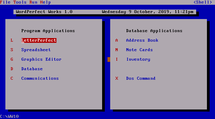 WordPerfect Works 1.0 - Shell