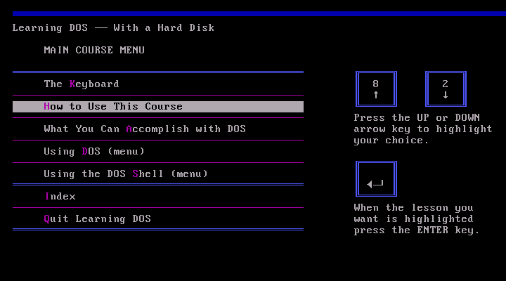 Microsoft Learning DOS 3.0 - Menu