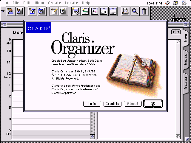 Claris Organizer 2.0v1 - About