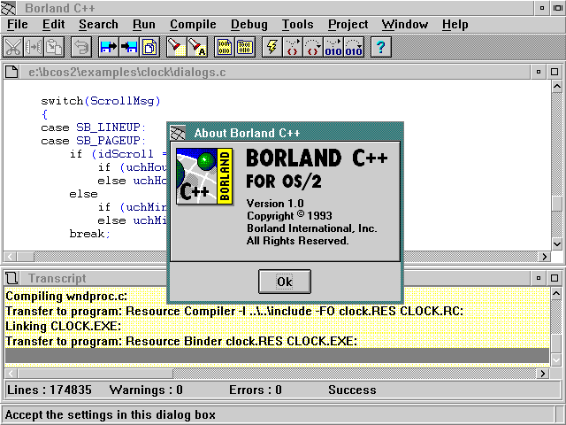 Borland Cpp for OS2 1.0 - About