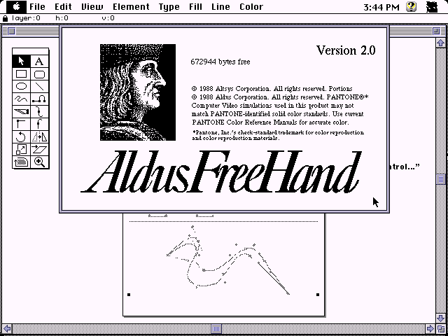 Aldus FreeHand 2.0 for Macintosh - About