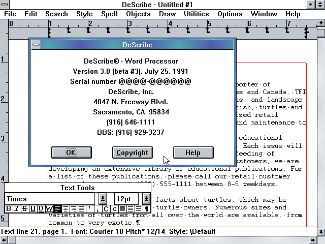 DeScribe 3.0 - About