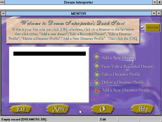 Dream Interpreter 1999 - Quick Start
