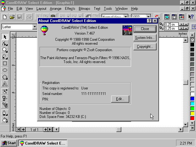 CorelDRAW 7 - About