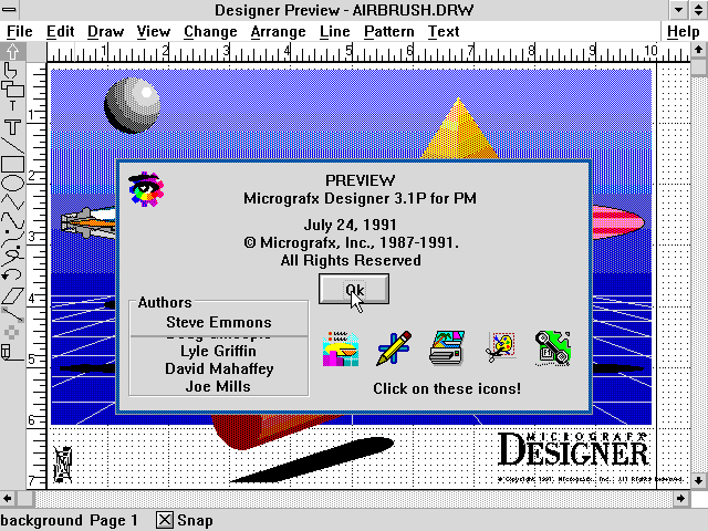 Micrografx Designer 3.1 PREVIEW for OS2 - About