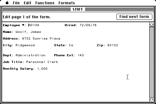 PFS File and Report for Macintosh - File