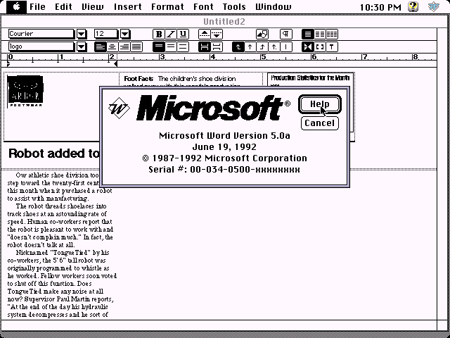 Microsoft Office 2.5.1 for Macintosh - Word 5.0a