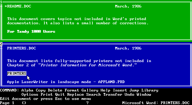 WinWorld: Microsoft Word 3.x (DOS)