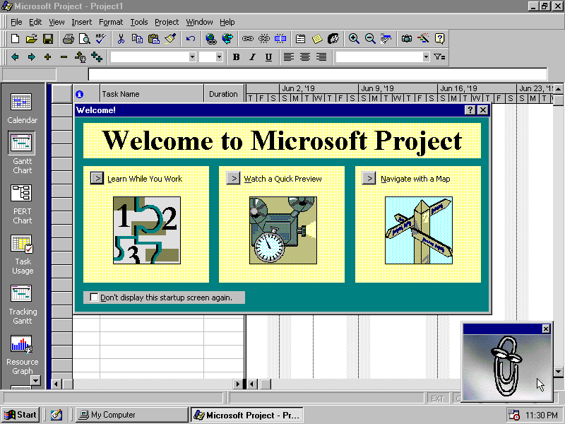 Microsoft Project 98 - Start