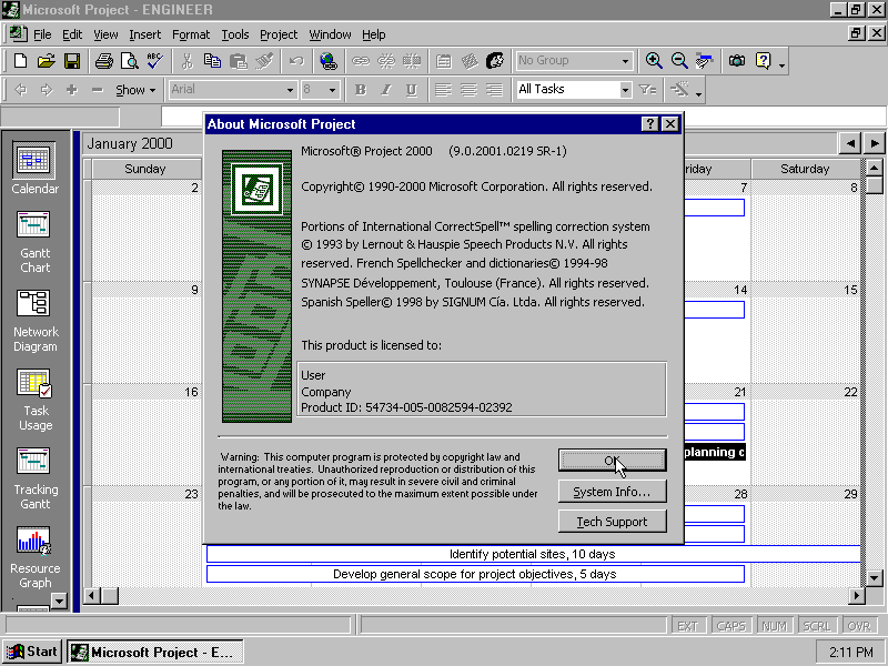 Microsoft Project 2000 - About