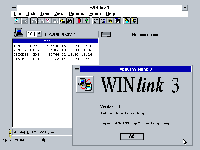 WinLink 3 1.1 - About