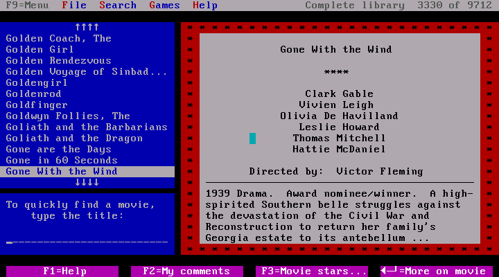 Banner Blue Movie Guide 1.0 (1991) - Browse