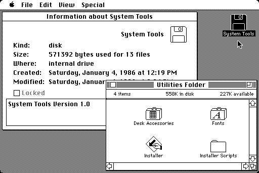 Mac OS System 3.0 Finder 5.1 - Desktop