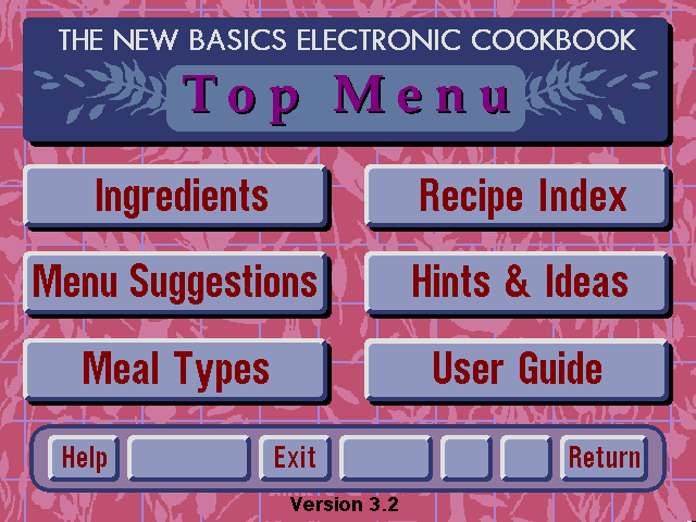 The New Basics Electronic Cookbook - Menu