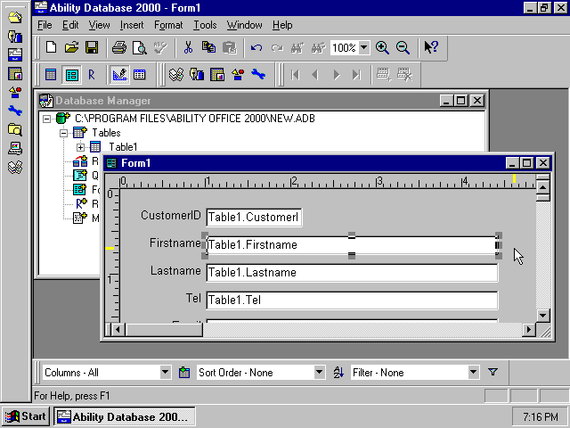 Ability Office 2000 for Windows - Database