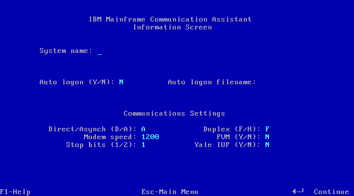 IBM Mainframe Communications Assistant 1.00 - Settings