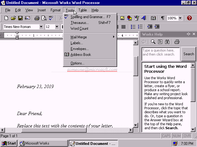 Microsoft Works 2000 (5.0) - Word Processor