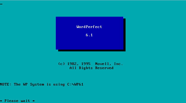 Novell WordPerfect 6.1 for DOS - Splash