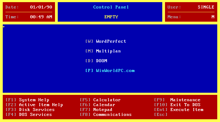 Control Panel I - Menu