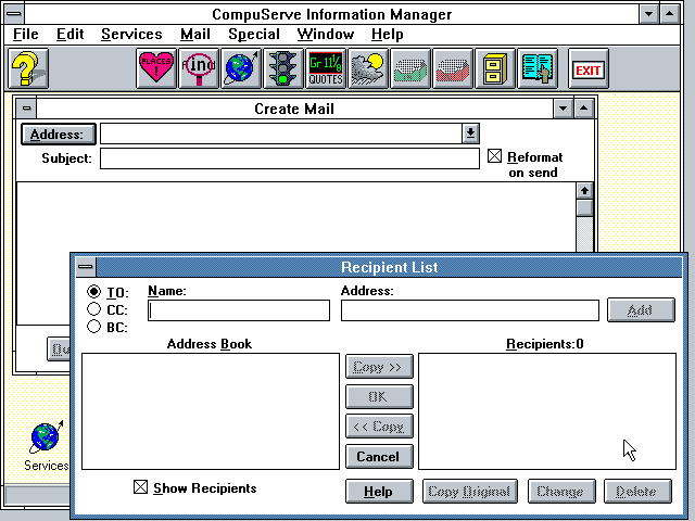 CompuServe Information Manager 1.0.5 for Windows - Mail