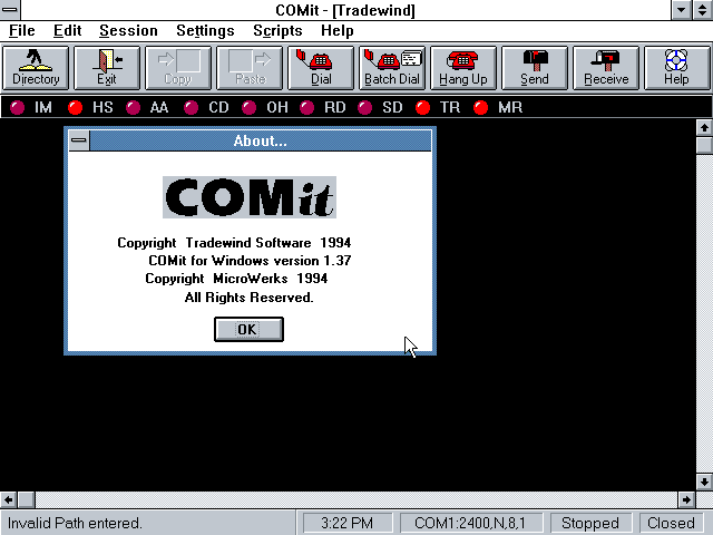 COMit 1.37 for Windows - Splash