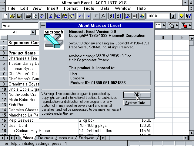 WinWorld: Microsoft Excel 5.x