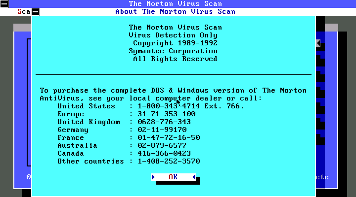 The Norton Virus Scan 1992 - About