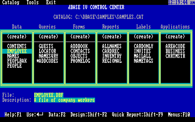 dBase IV 1.0 - Control Center
