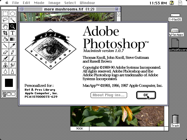Adobe Photoshop 1.0.7 - About