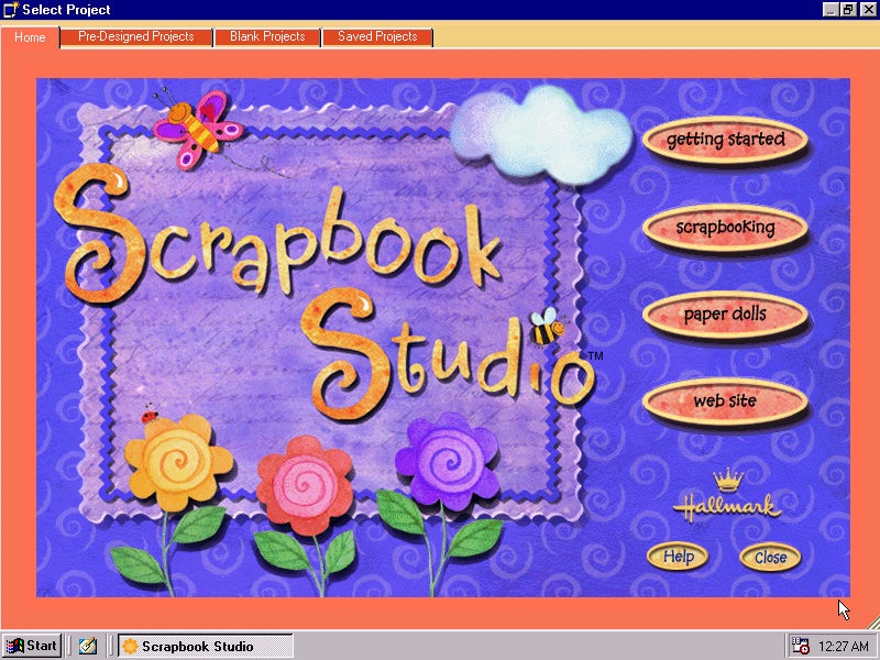 Sierra Hallmark Scrapbook Studio 1.0 - Menu
