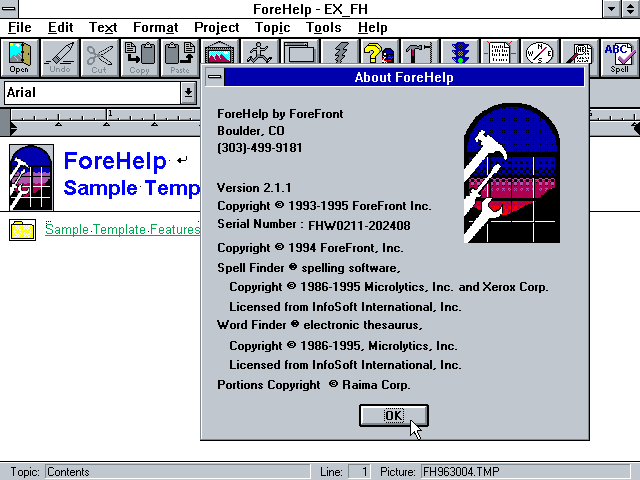 ForeHelp 2.11 - About