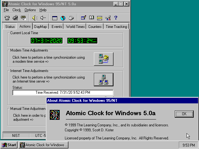 Parsons Atomic Clock 5.0 for Windows - About