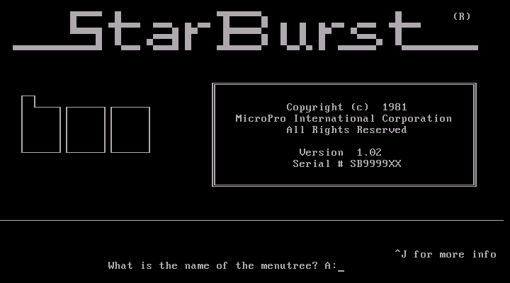 MicroPro StarBurst 1.02 - Splash