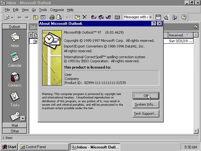 Microsoft Outlook 97 - About