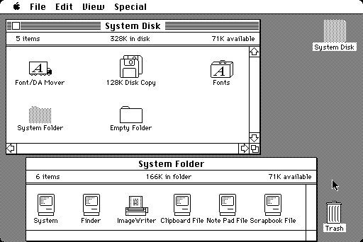 Mac OS System 2.1 Finder 4.1 - Desktop